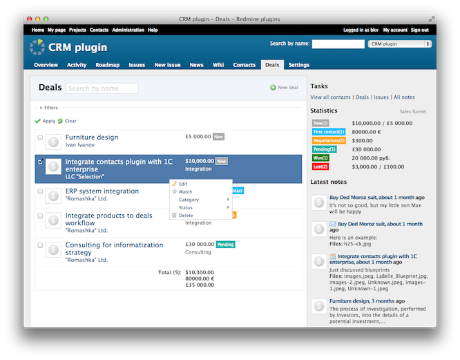 Crm Plugins Redmine