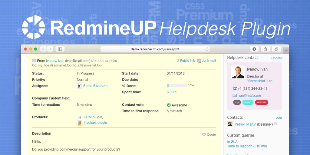Redmine Helpdesk: Ticketing Customer Service Plugin