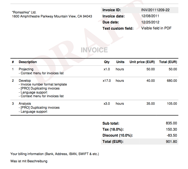 Sample Invoices Template from www.redmineup.com