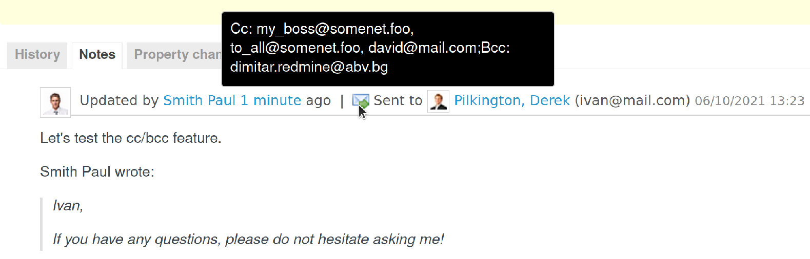 CC and BCC RedmineUP Help Helpdesk plugin documentation
