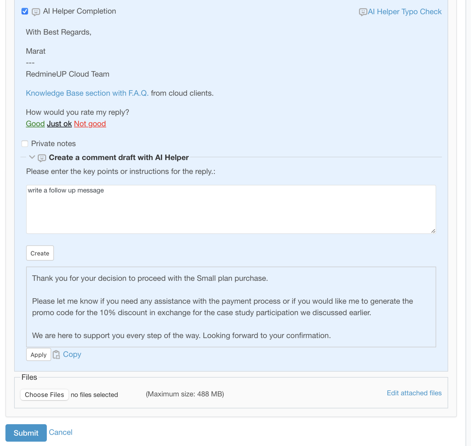 Redmine AI assistant plugin