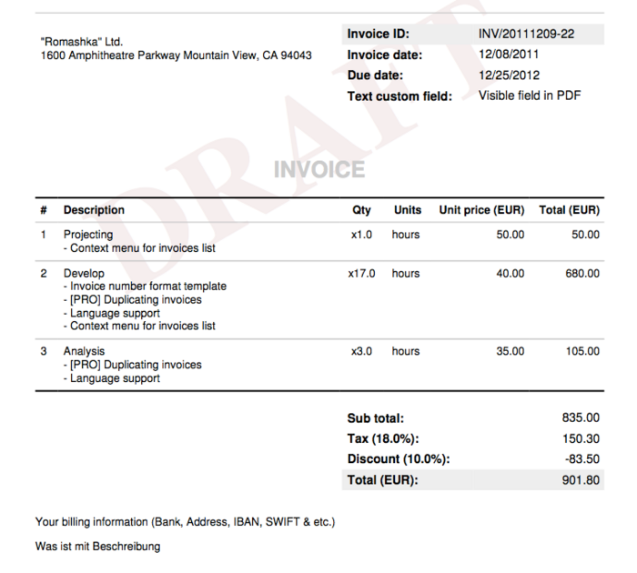 Invoice templates Invoices plugin documentation