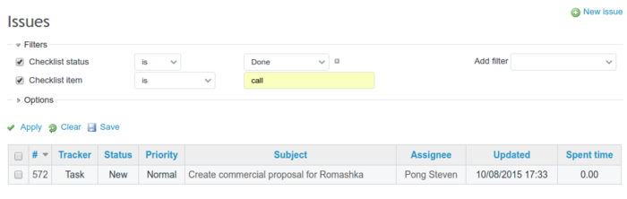 Filters | Checklists plugin documentation