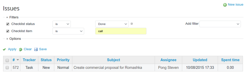 Filters | Checklists plugin documentation