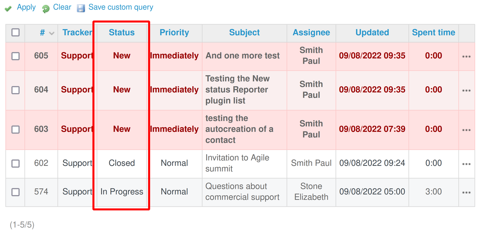 Without Issues Status How to print Issues with a specific Status? | Reporter plugin documentation