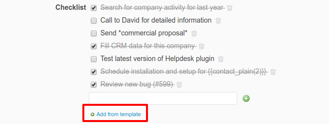 Using templates | Checklists plugin documentation