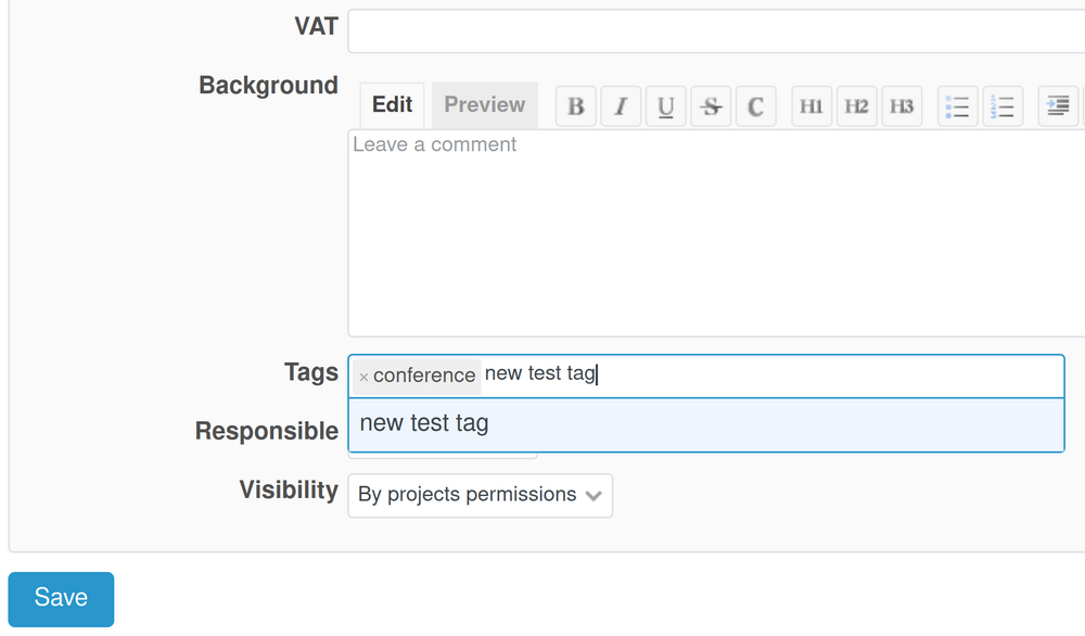 Tags | CRM plugin documentation